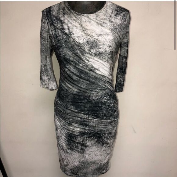 Helmut Lang Side Ruched Fitted Tee Dress Size Small - Picture 2 of 6